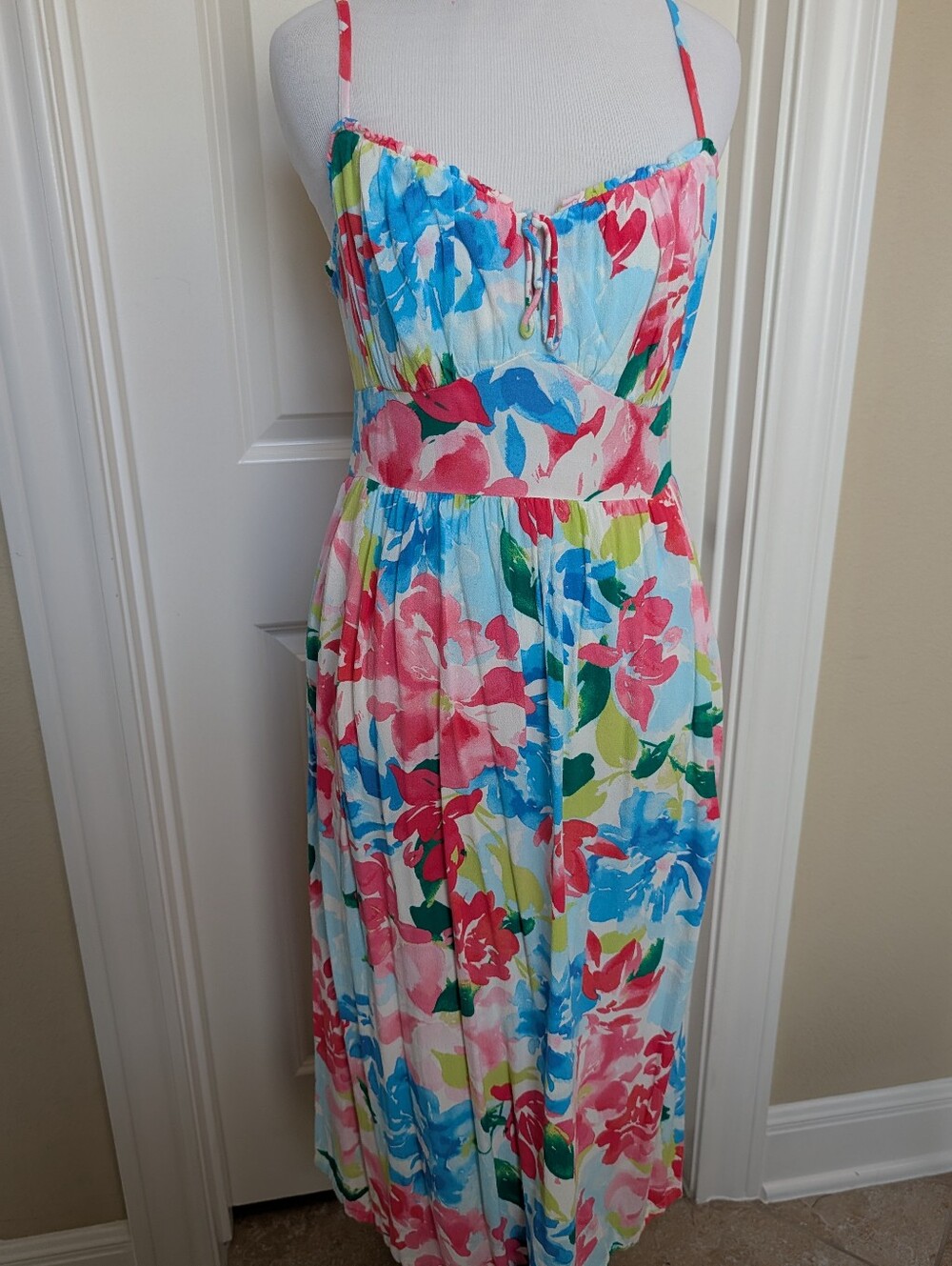 Old Navy Floral Spaghetti-Strap Dress in Pink, Blue & Green